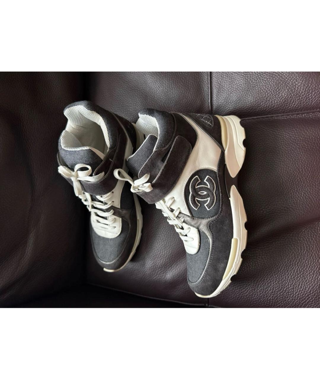 CHANEL Синие кожаные кроссовки, фото 3