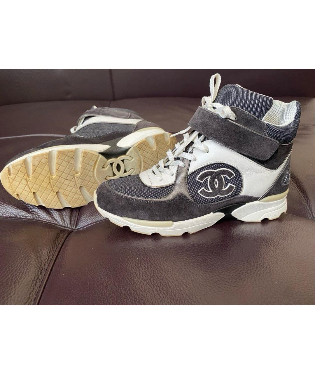 CHANEL Синие кожаные кроссовки, фото 4