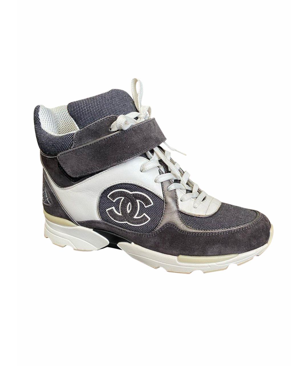 CHANEL Синие кожаные кроссовки, фото 1