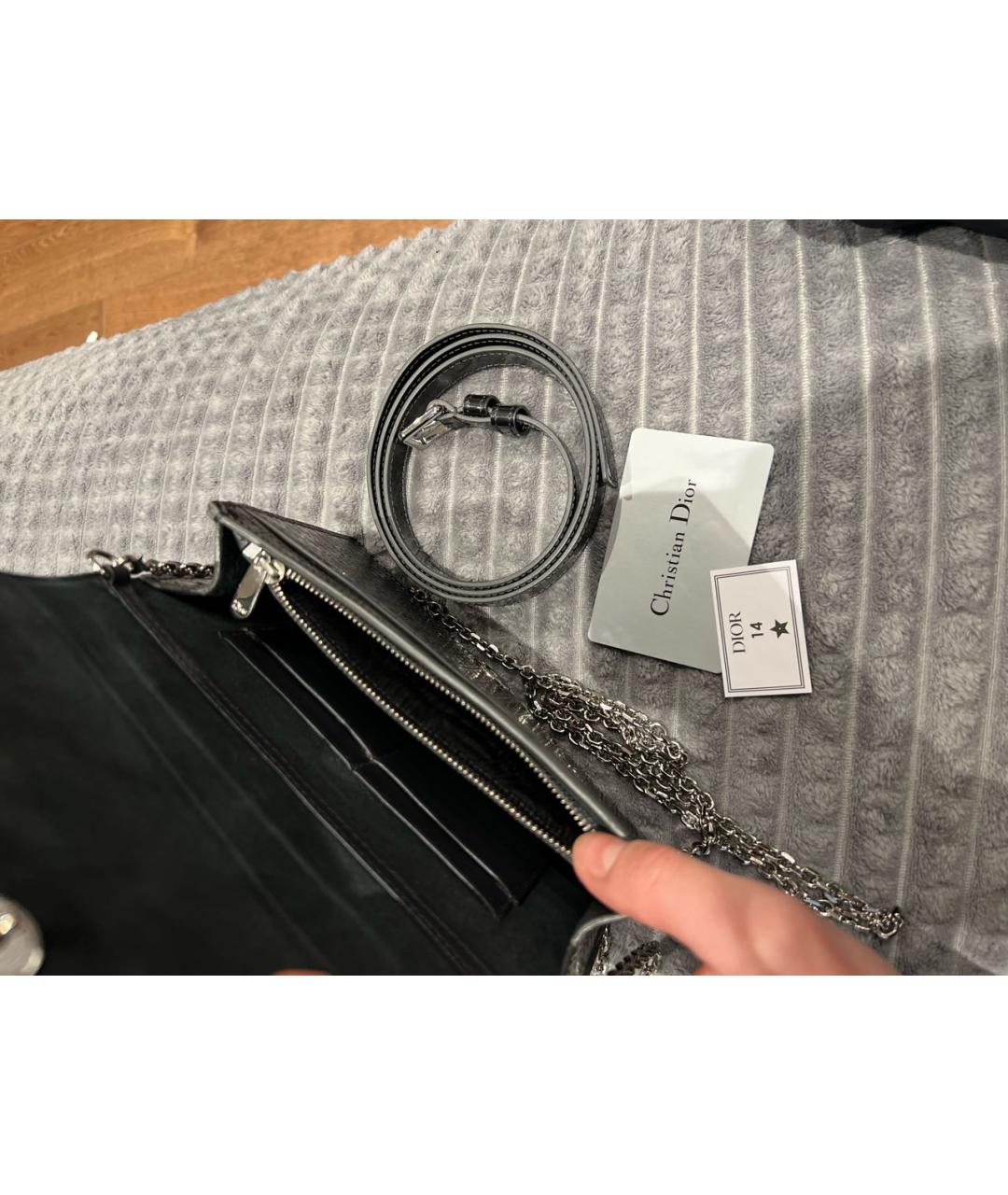CHRISTIAN DIOR Антрацитовая сумка через плечо из лакированной кожи, фото 5