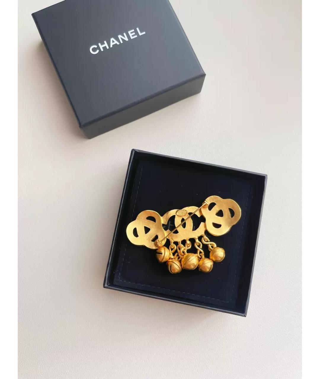 CHANEL Золотая металлическая булавка / брошь, фото 4
