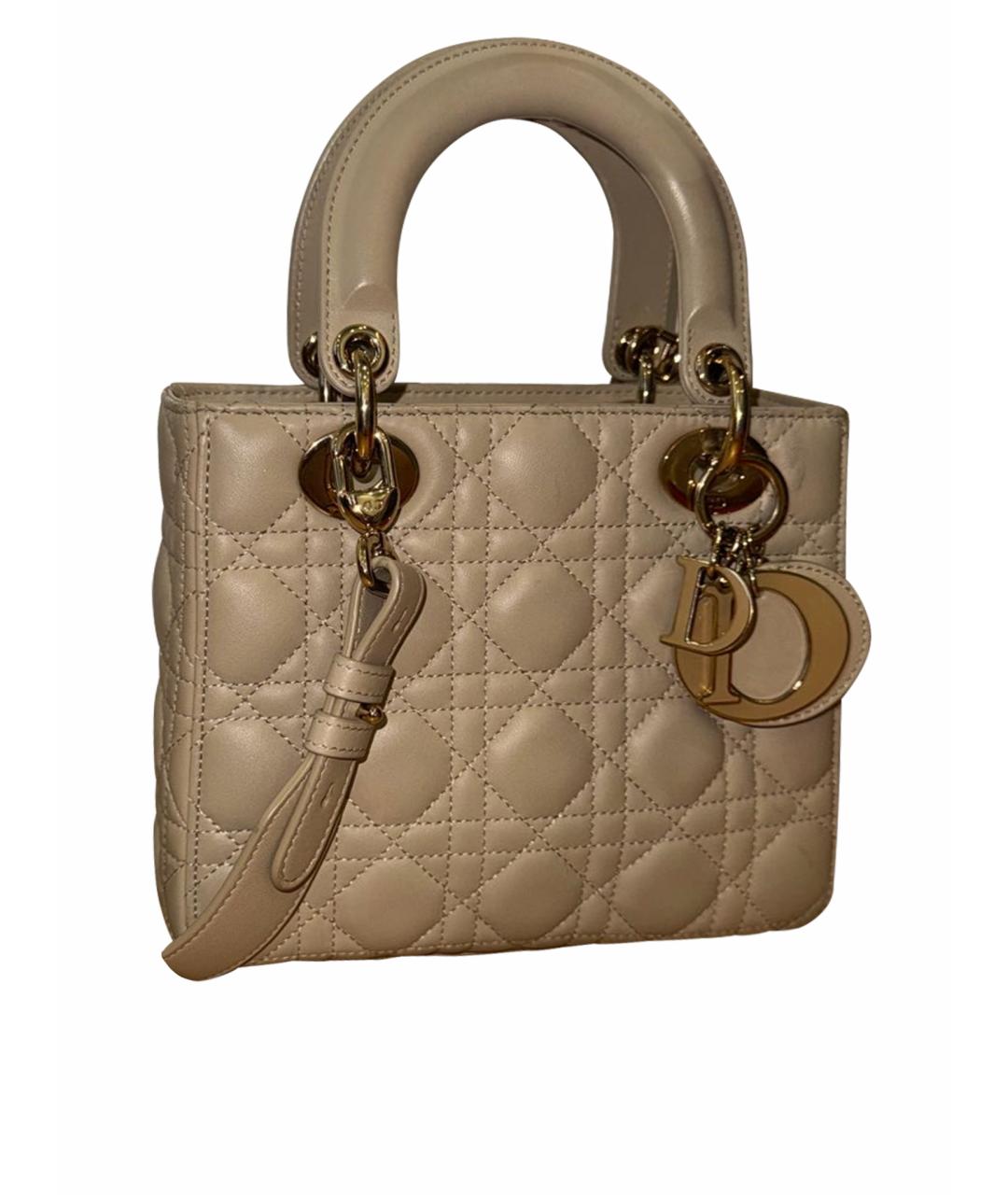 CHRISTIAN DIOR Бежевая кожаная сумка с короткими ручками, фото 1