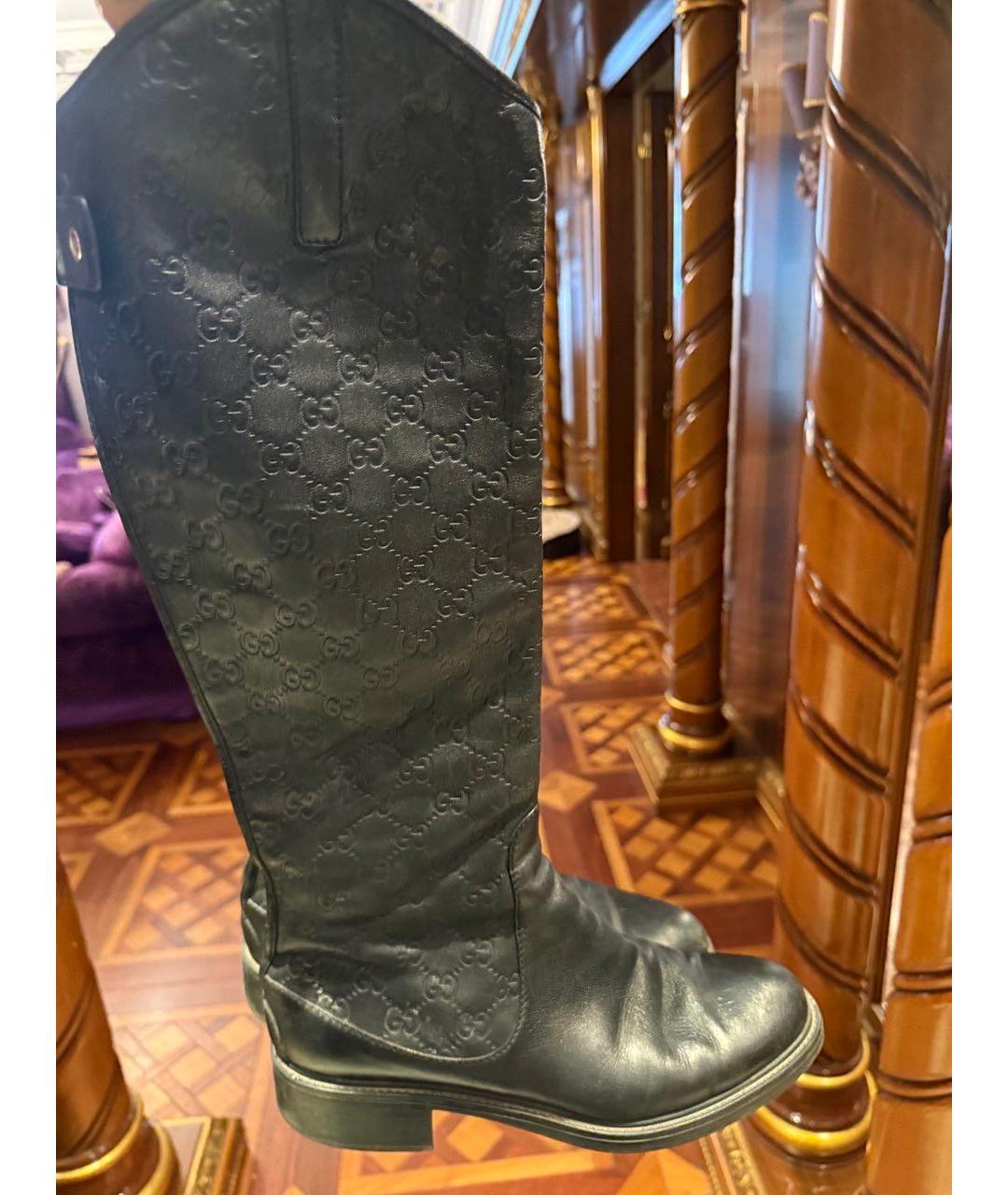 GUCCI Черные кожаные сапоги, фото 3
