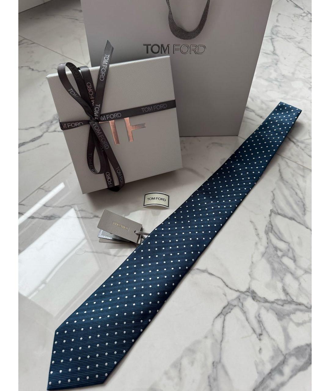 TOM FORD Синий шелковый галстук, фото 2