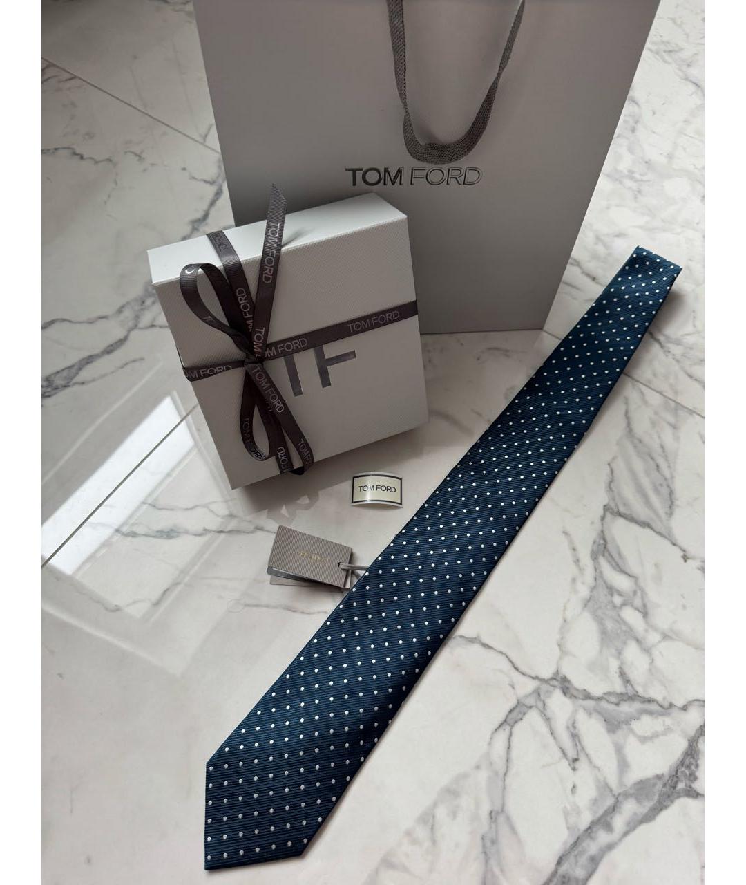 TOM FORD Синий шелковый галстук, фото 8