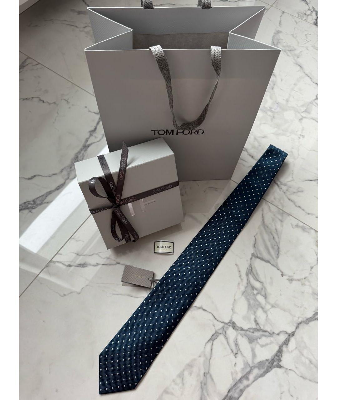 TOM FORD Синий шелковый галстук, фото 6