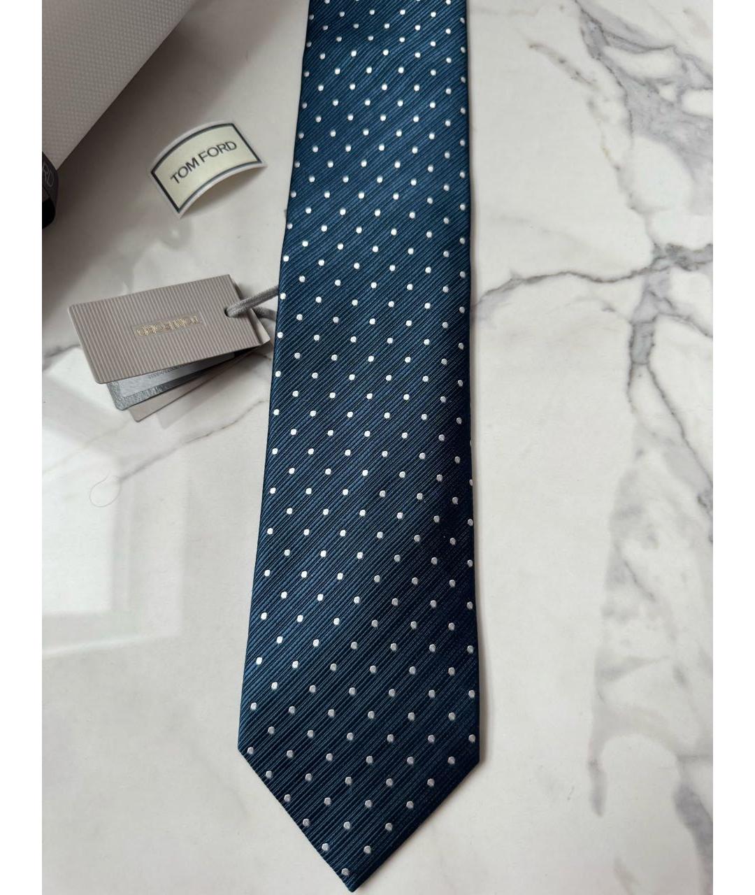 TOM FORD Синий шелковый галстук, фото 4