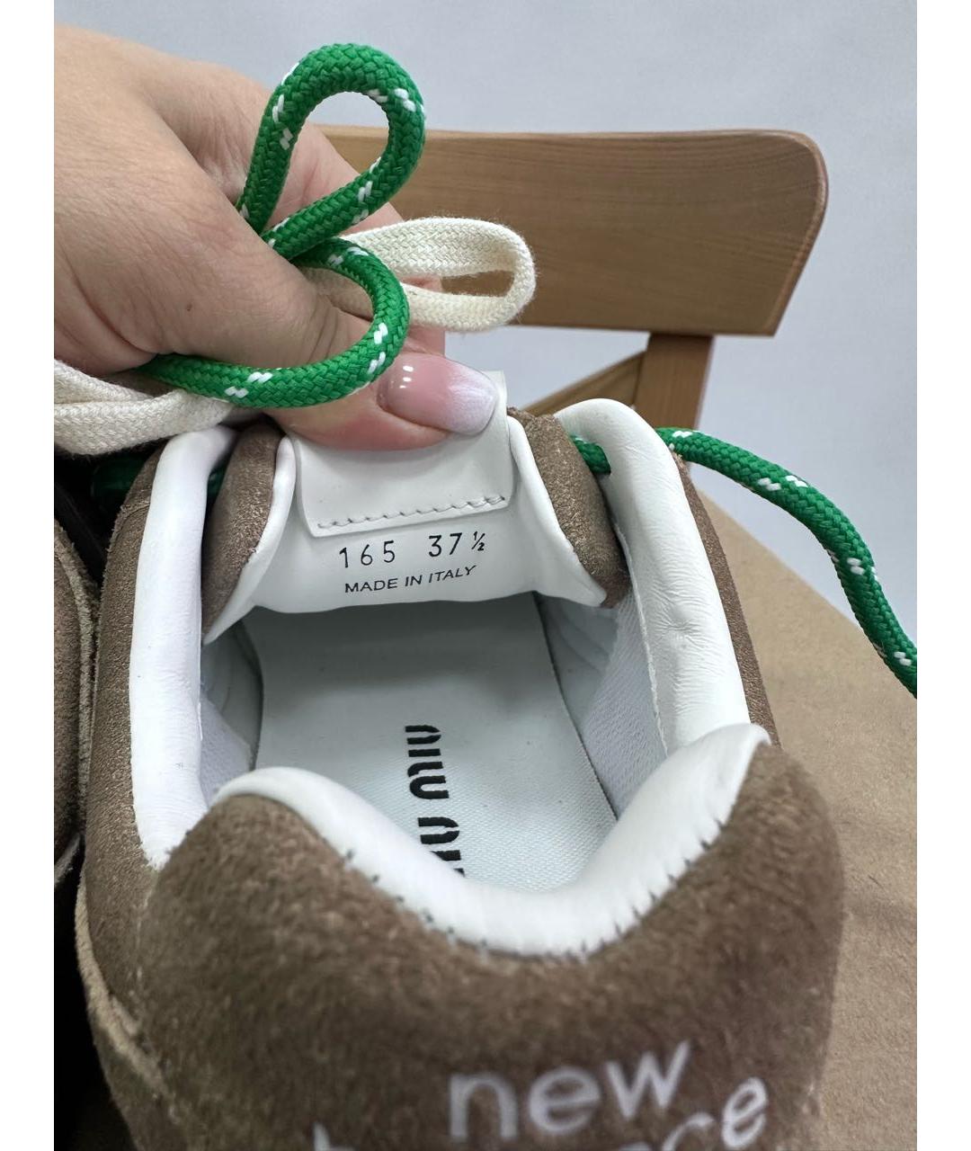 MIU MIU Коричневые нубуковые кеды, фото 4