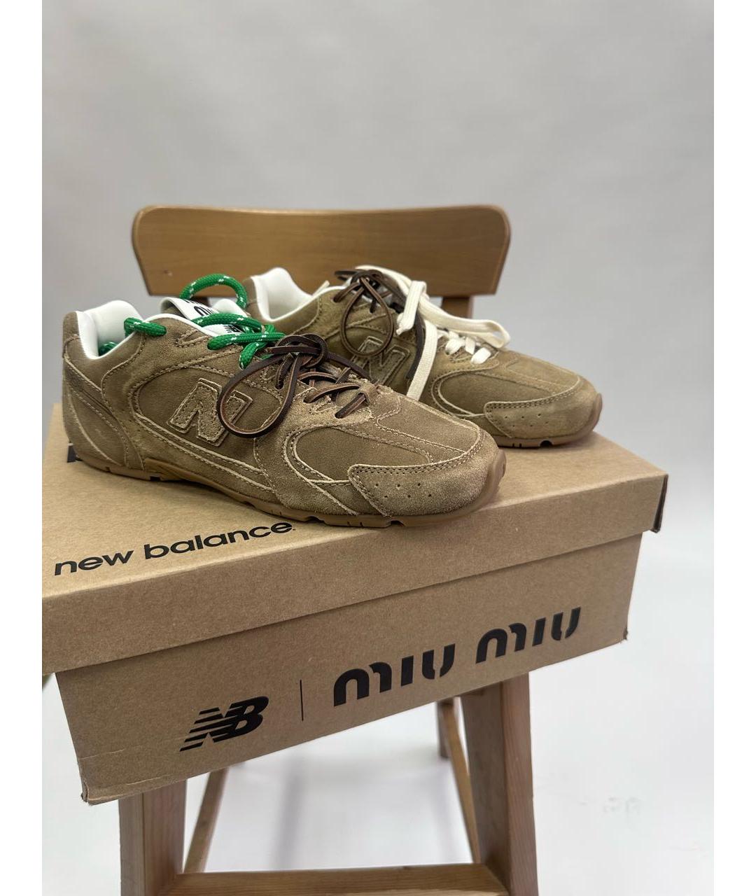 MIU MIU Коричневые нубуковые кеды, фото 2