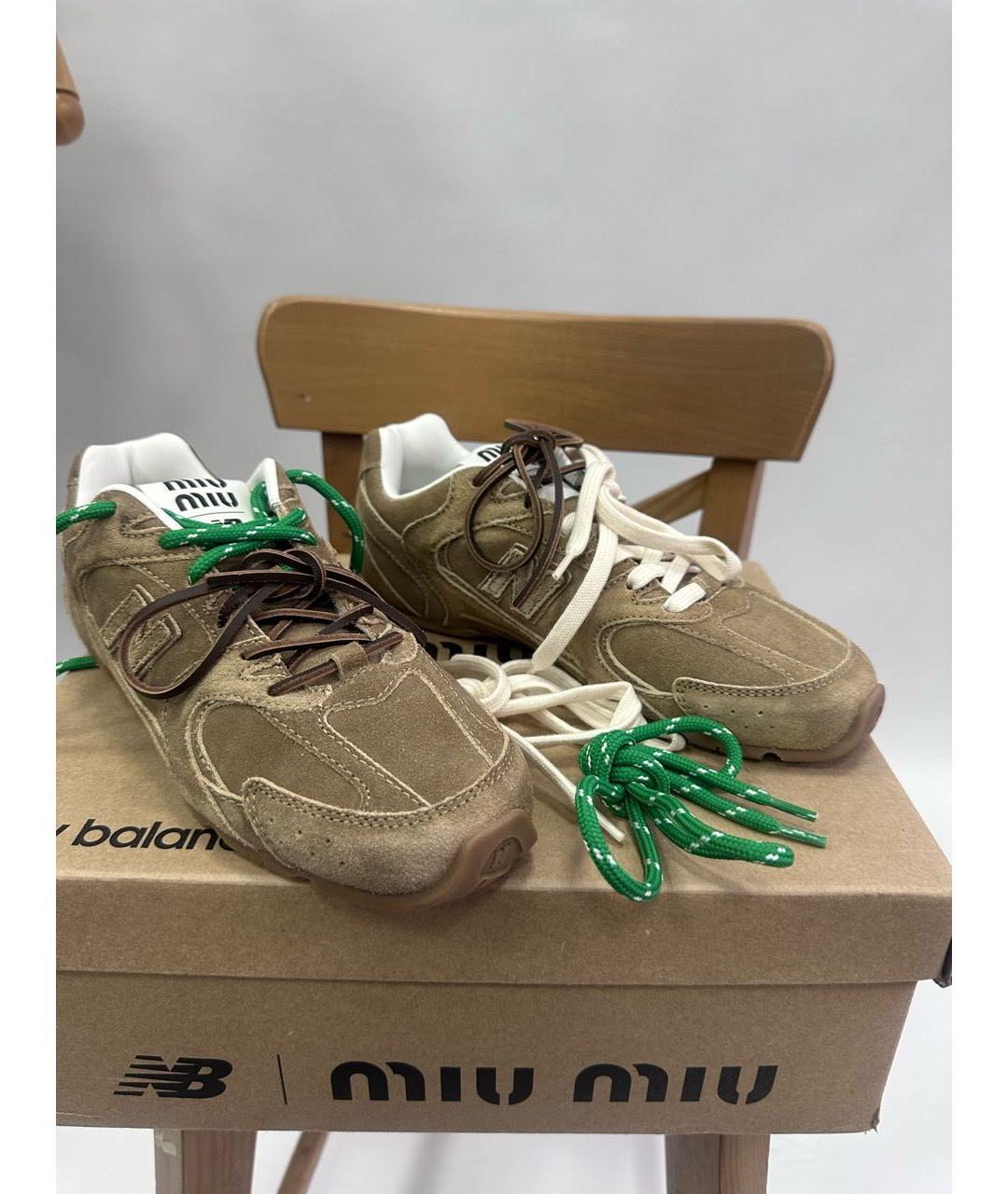 MIU MIU Коричневые нубуковые кеды, фото 5