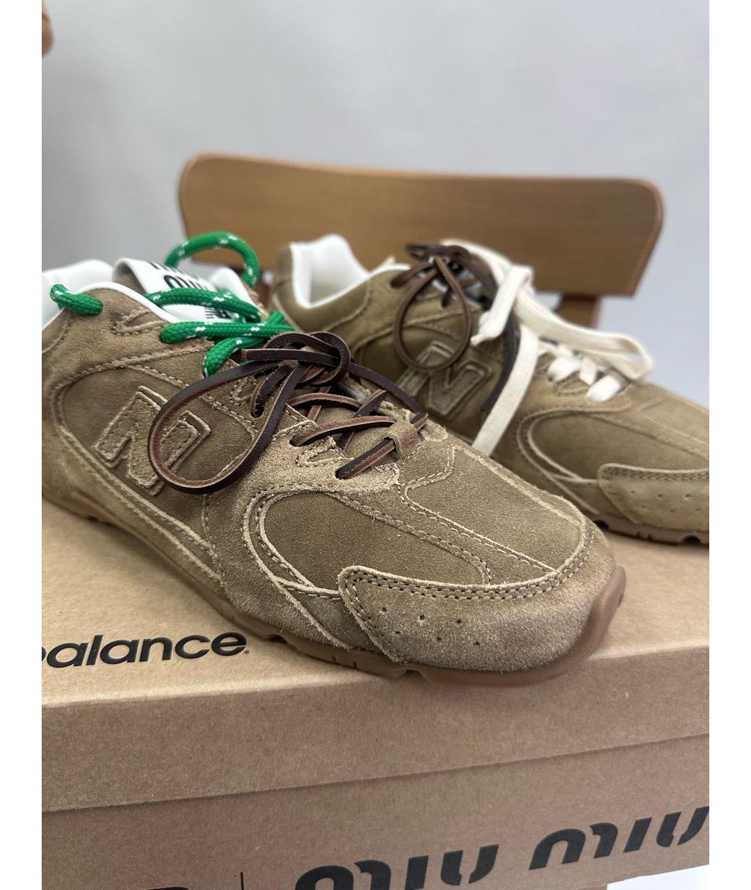 MIU MIU Коричневые нубуковые кеды, фото 8