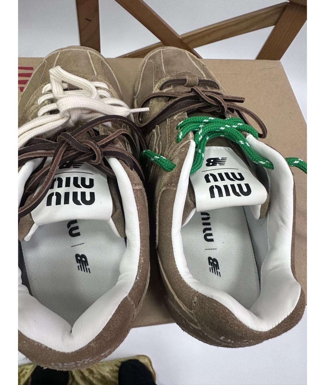 MIU MIU Коричневые нубуковые кеды, фото 3