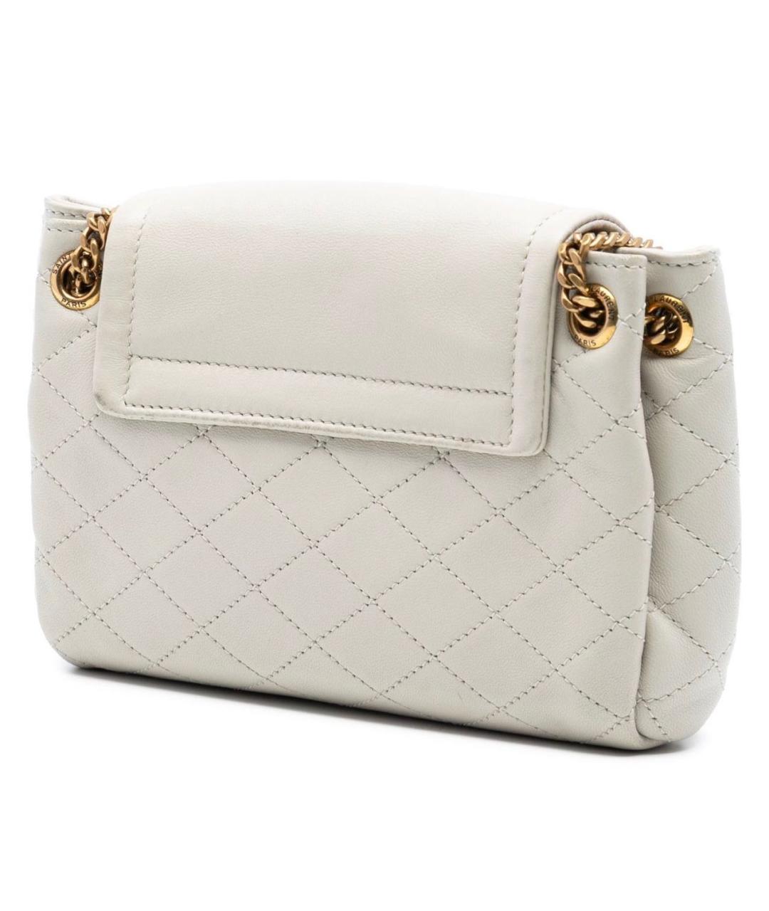 SAINT LAURENT Белая кожаная сумка через плечо, фото 2