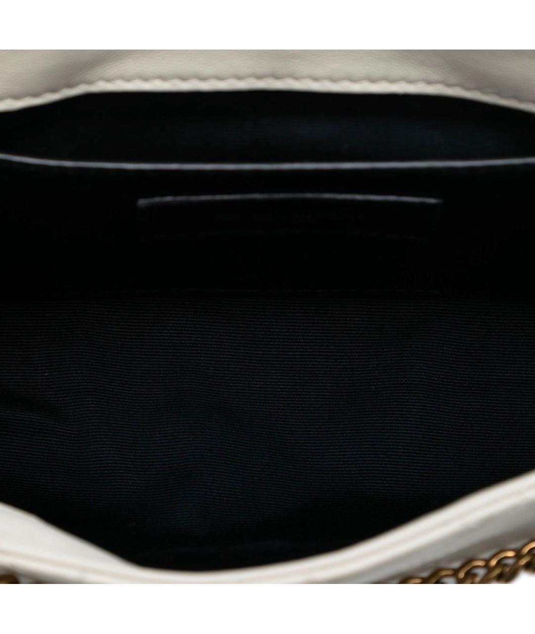 SAINT LAURENT Белая кожаная сумка через плечо, фото 4