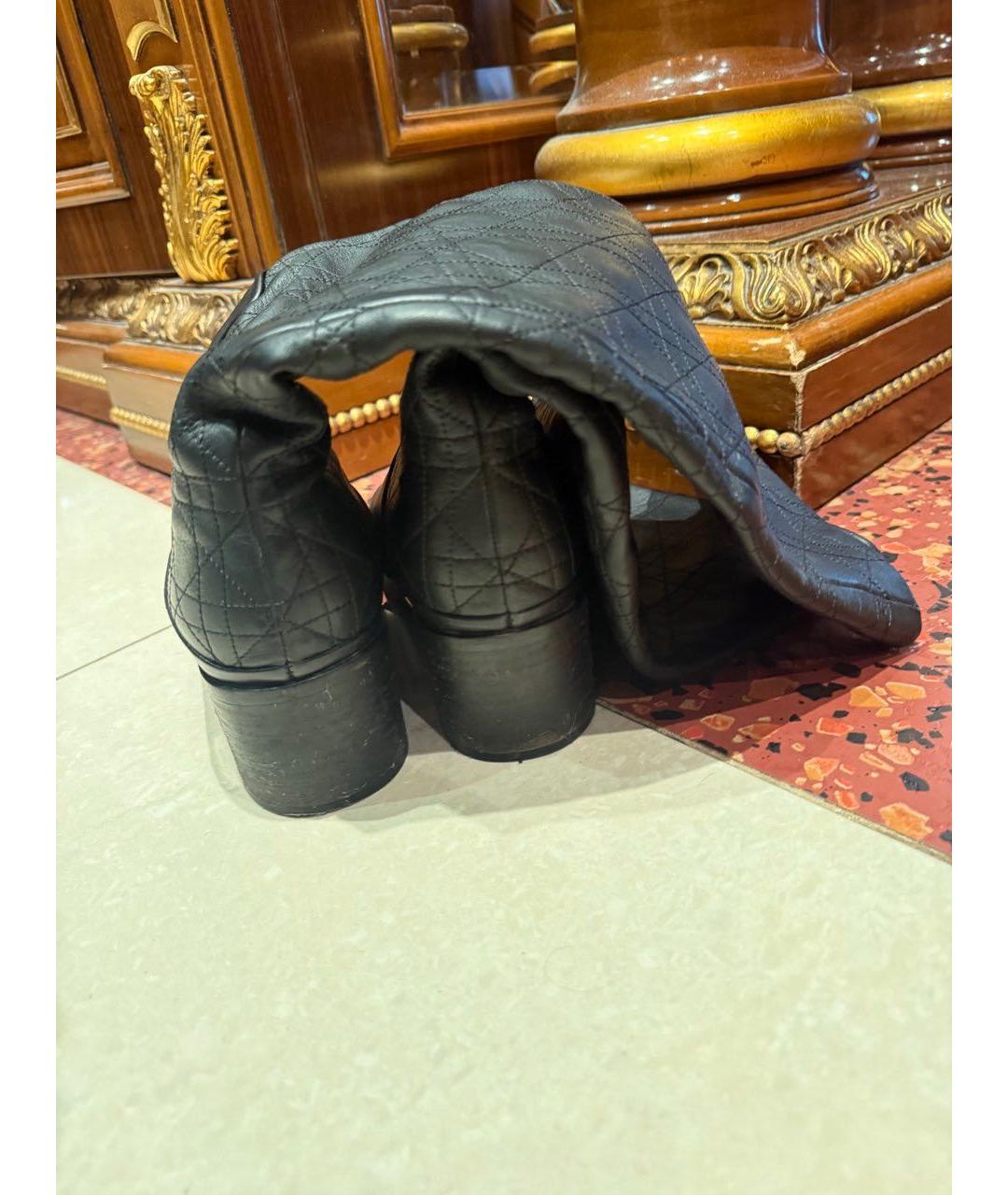 CHRISTIAN DIOR Черные кожаные сапоги, фото 3