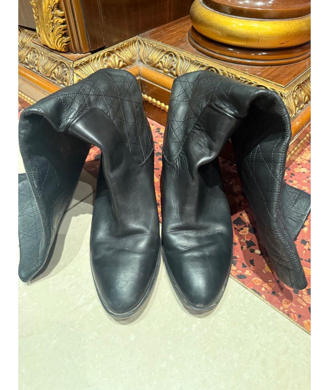 CHRISTIAN DIOR Черные кожаные сапоги, фото 2