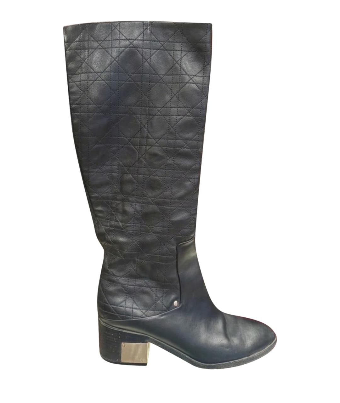 CHRISTIAN DIOR Черные кожаные сапоги, фото 1