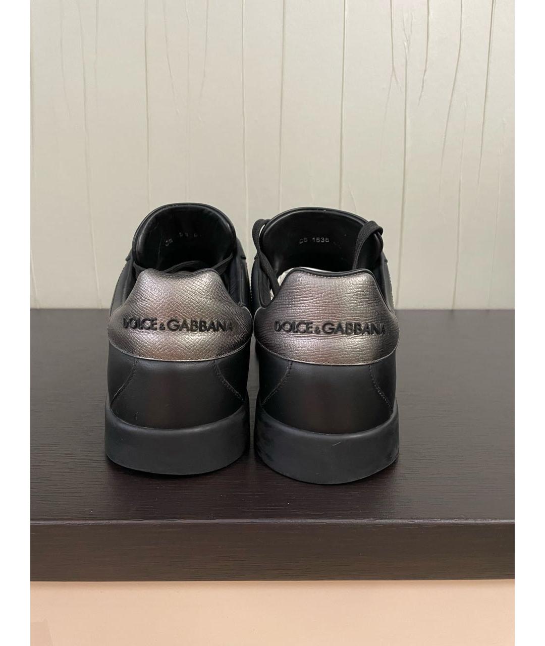 DOLCE&GABBANA Черные кожаные низкие кроссовки / кеды, фото 4