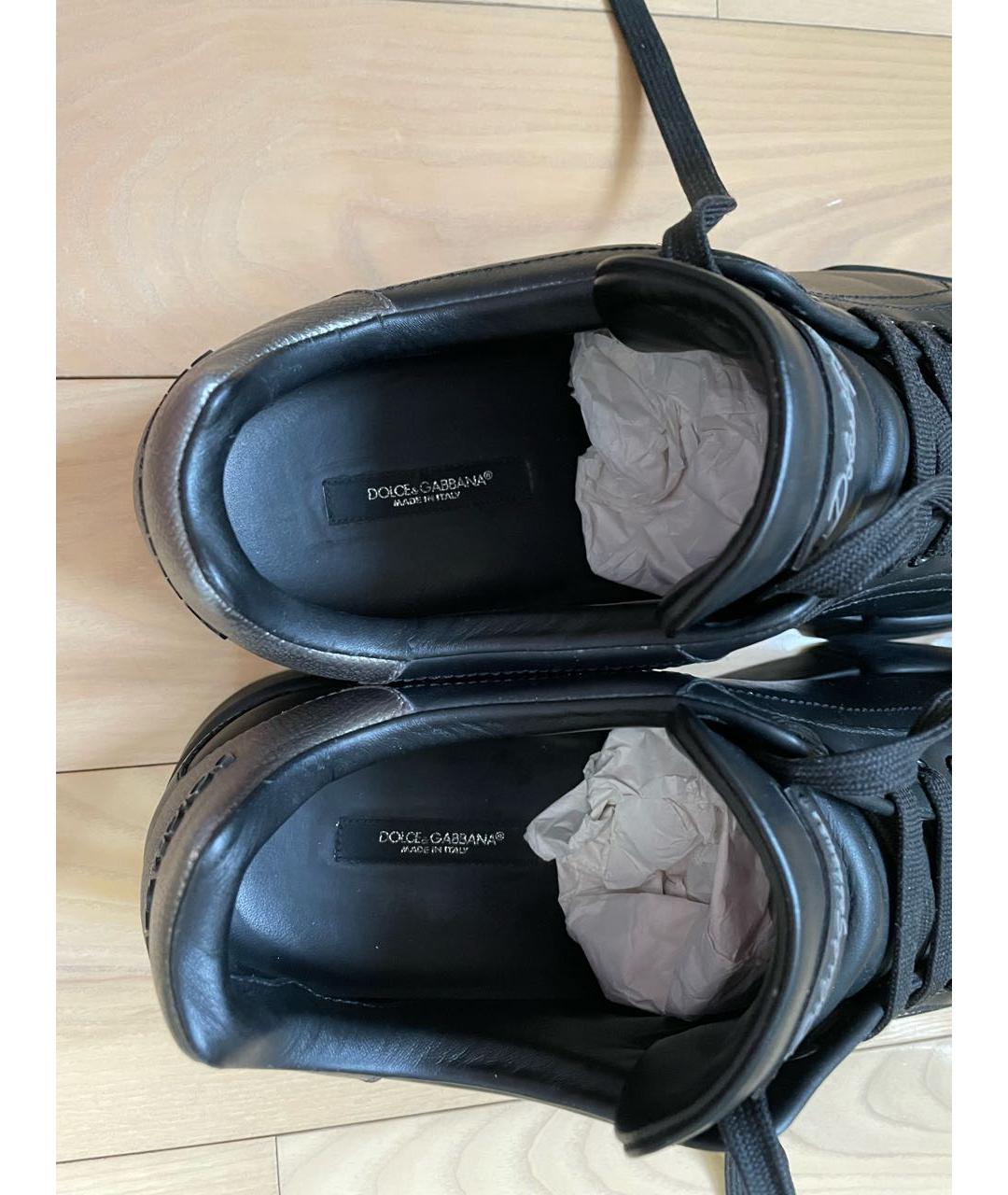 DOLCE&GABBANA Черные кожаные низкие кроссовки / кеды, фото 3