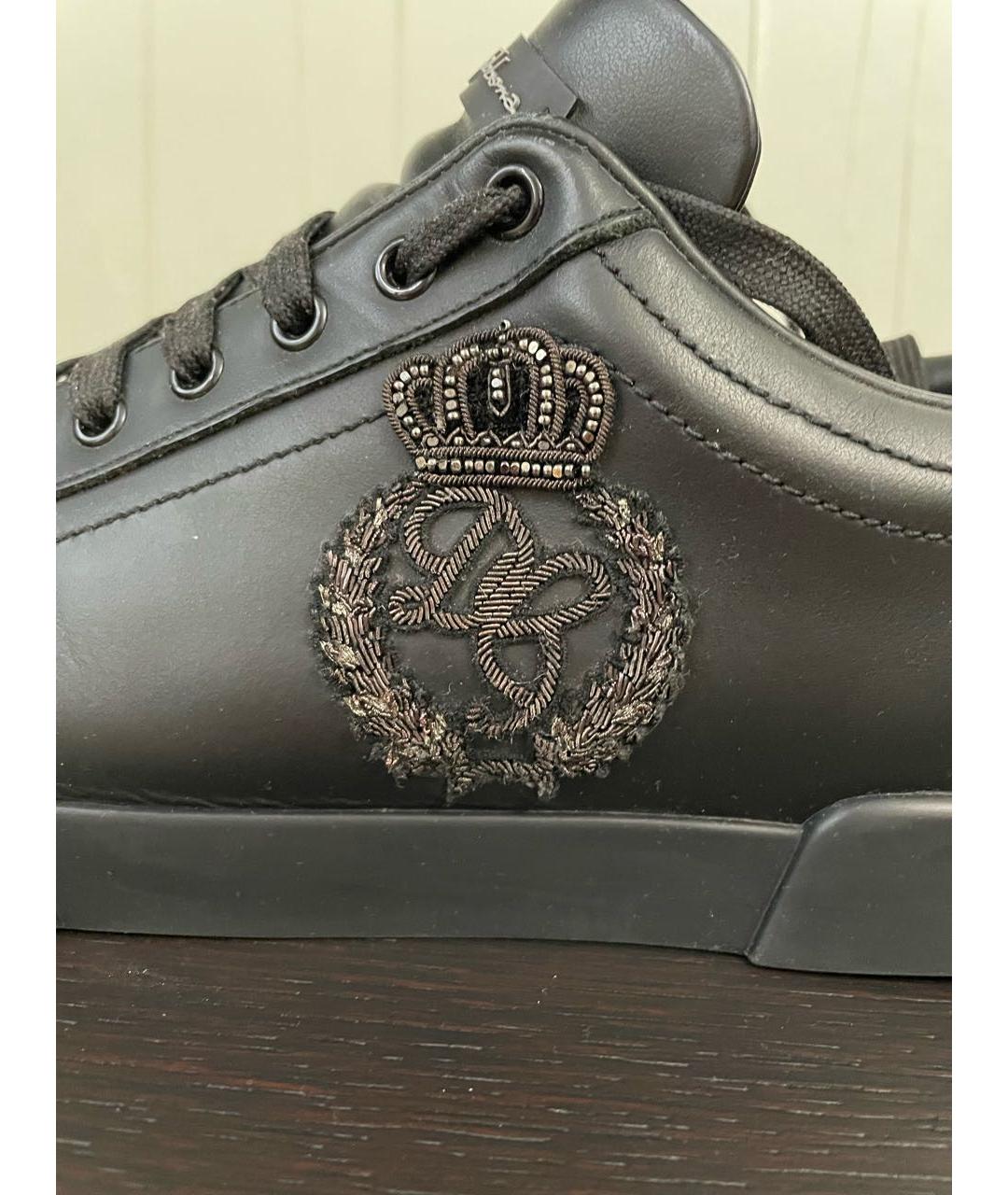 DOLCE&GABBANA Черные кожаные низкие кроссовки / кеды, фото 5