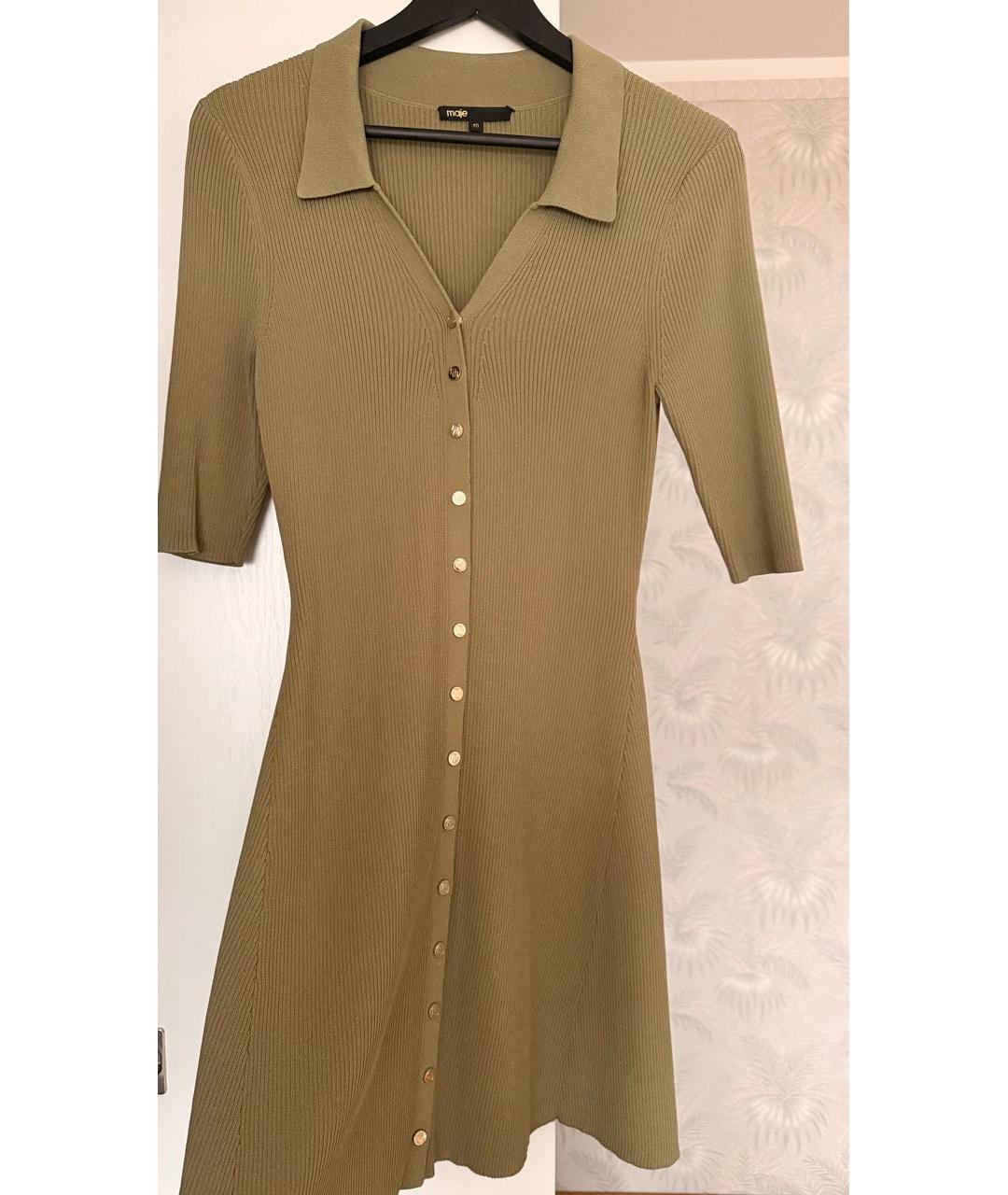 MAJE Хаки вискозное повседневное платье, фото 2