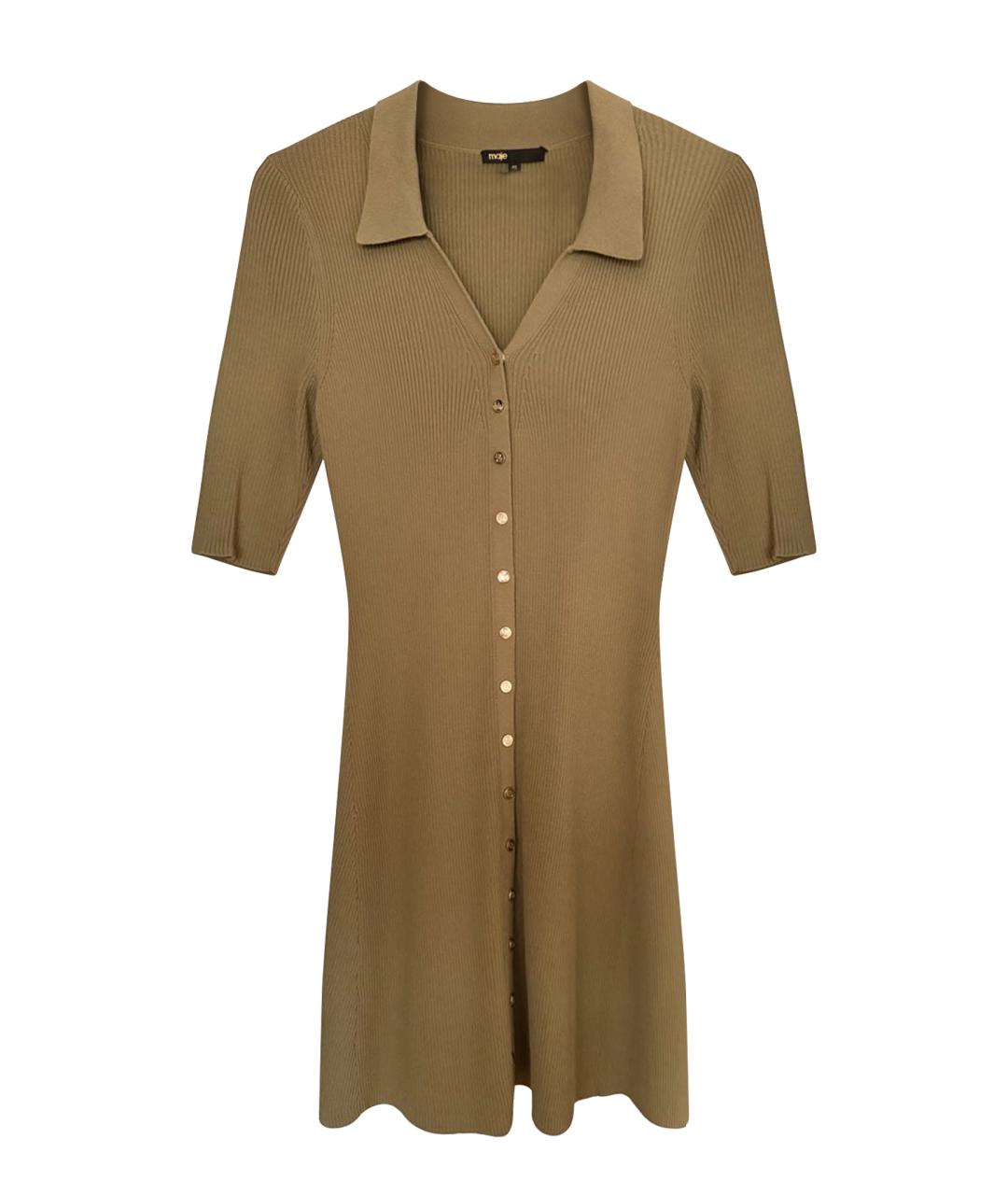 MAJE Хаки вискозное повседневное платье, фото 1