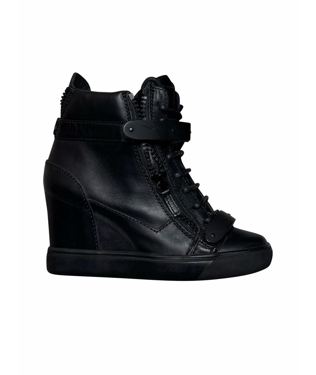 GIUSEPPE ZANOTTI DESIGN Черные кожаные кеды, фото 1