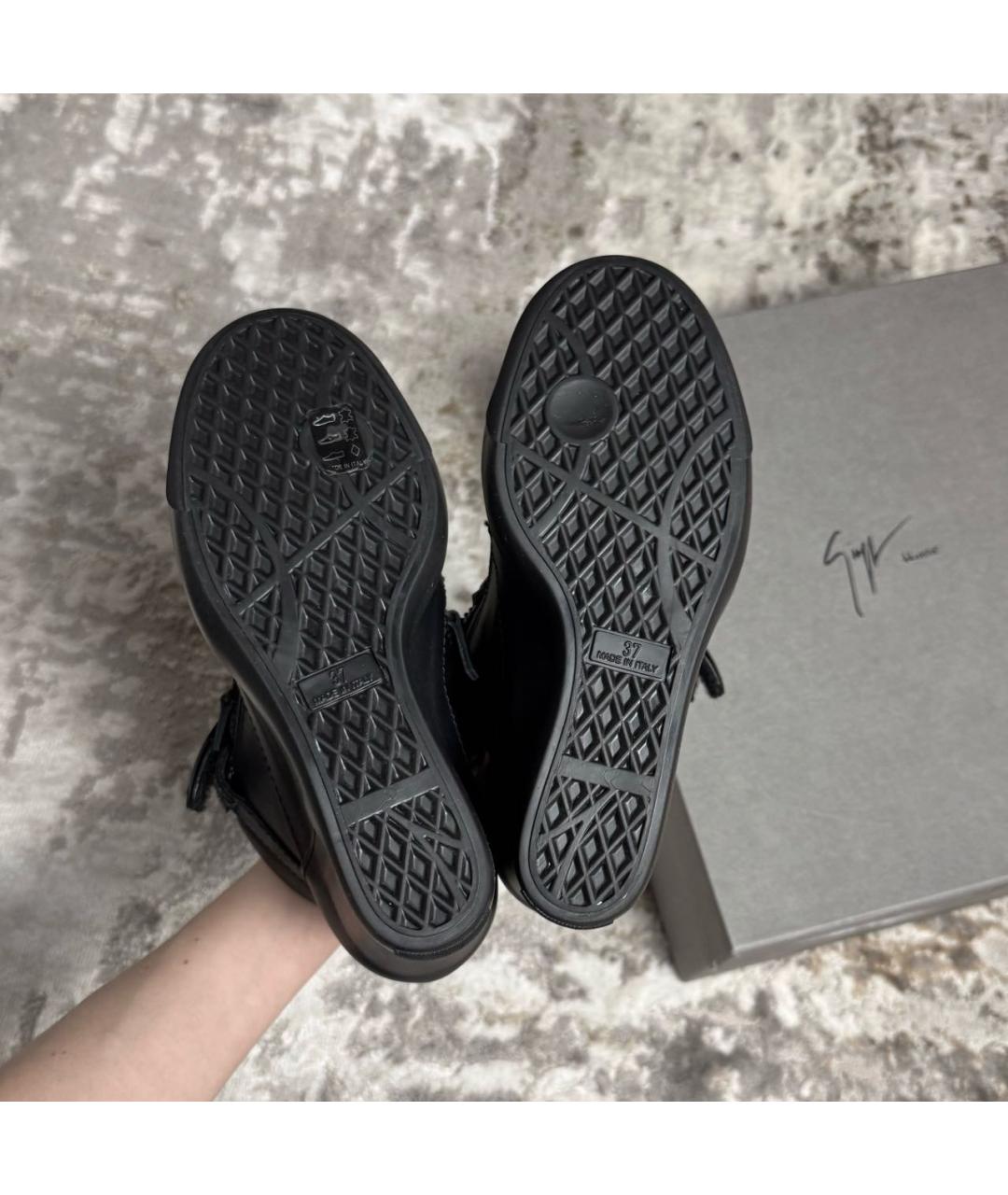 GIUSEPPE ZANOTTI DESIGN Черные кожаные кеды, фото 7