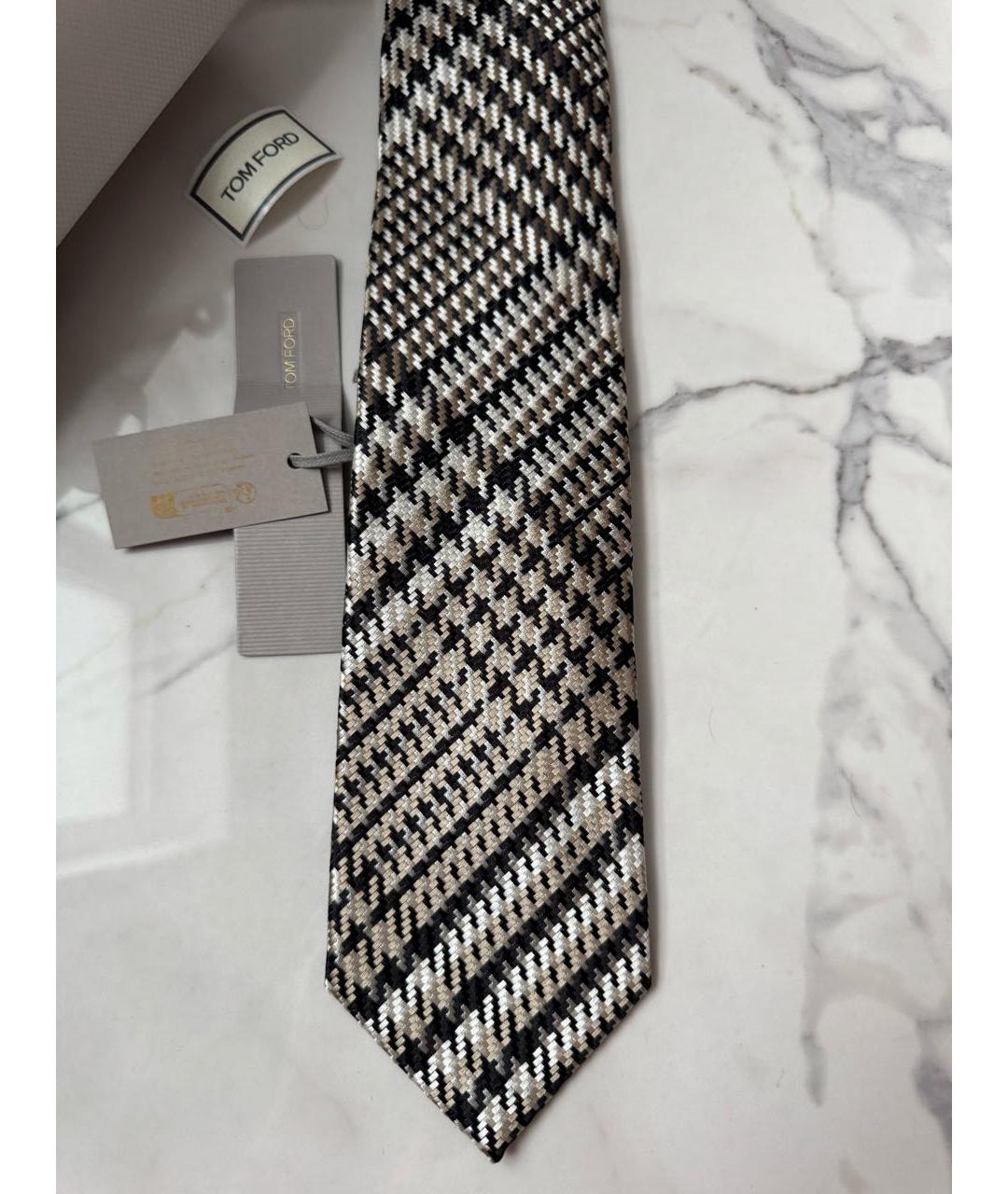 TOM FORD Бежевый шелковый галстук, фото 7