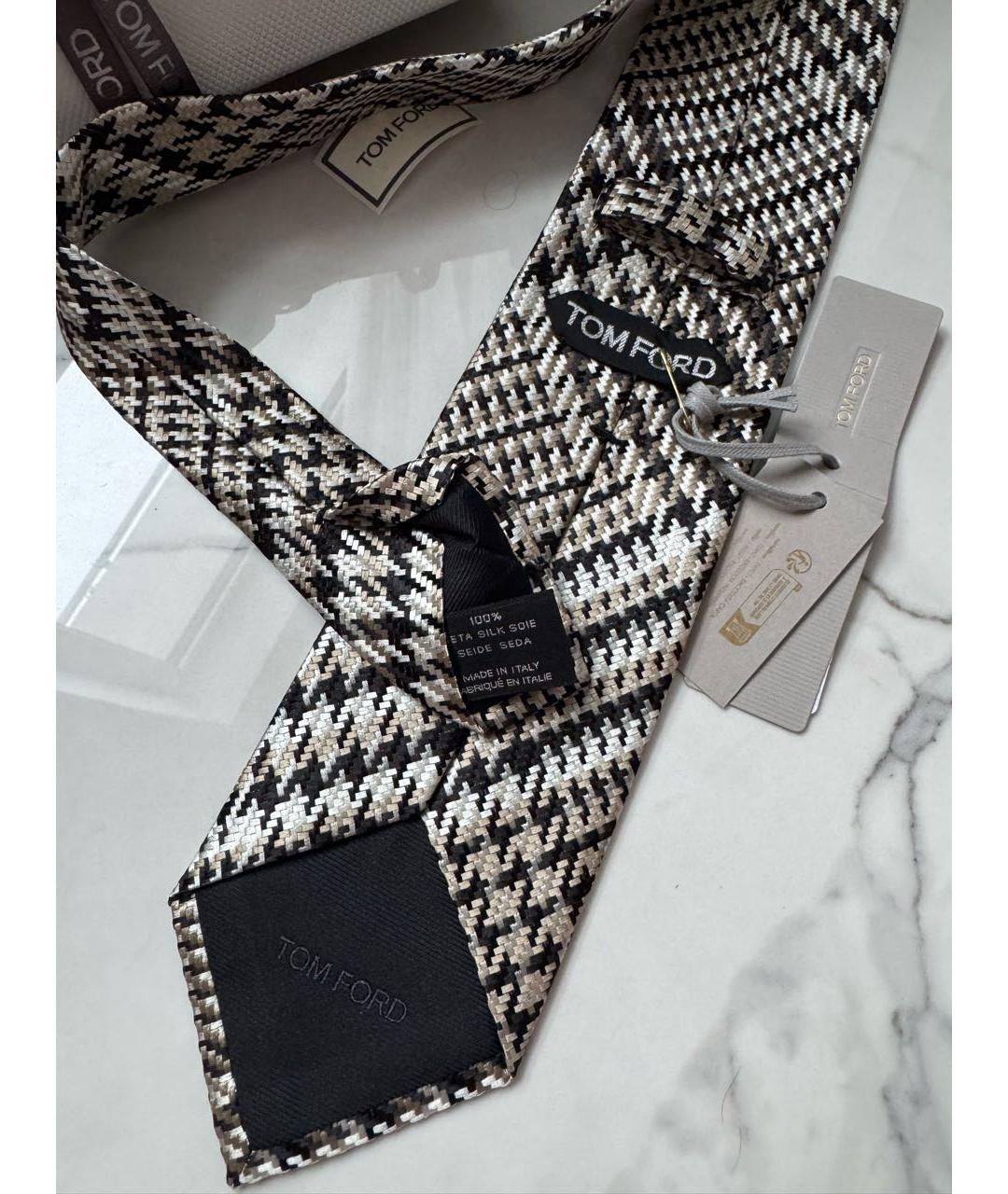 TOM FORD Бежевый шелковый галстук, фото 6