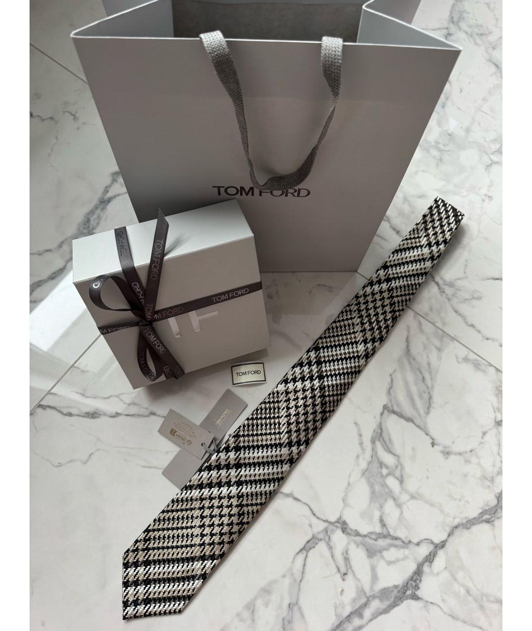 TOM FORD Бежевый шелковый галстук, фото 8