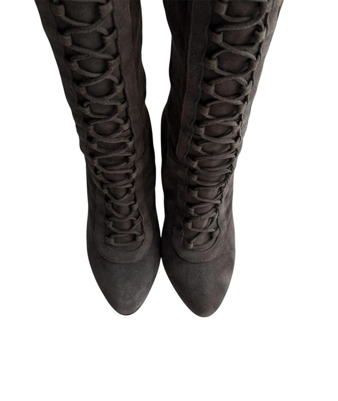 LE SILLA Антрацитовые замшевые ботфорты, фото 2