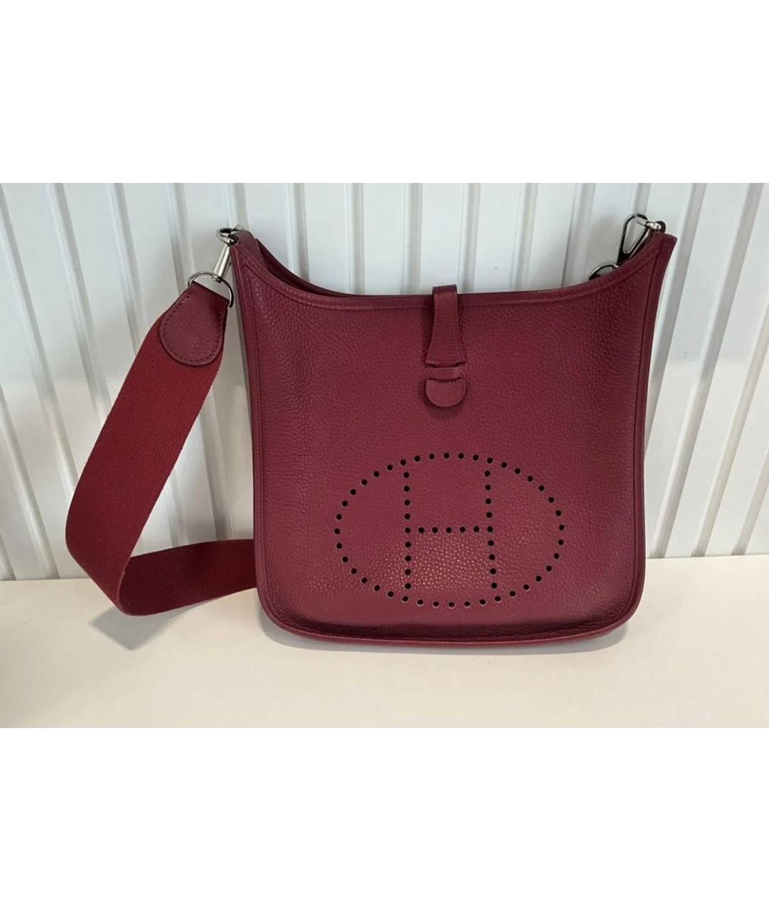 HERMES Бордовая кожаная сумка через плечо, фото 8