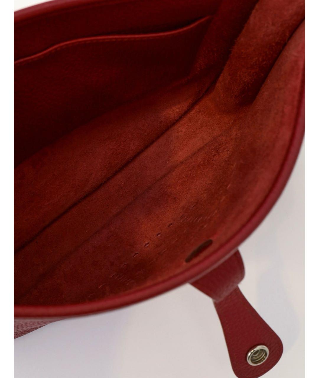 HERMES Бордовая кожаная сумка через плечо, фото 6