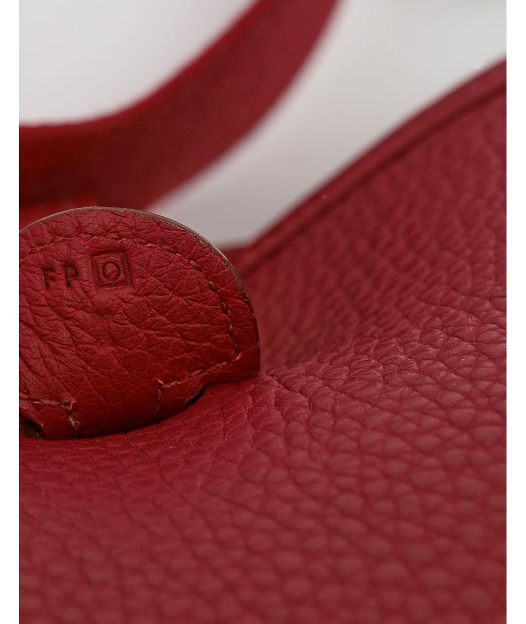 HERMES Бордовая кожаная сумка через плечо, фото 7
