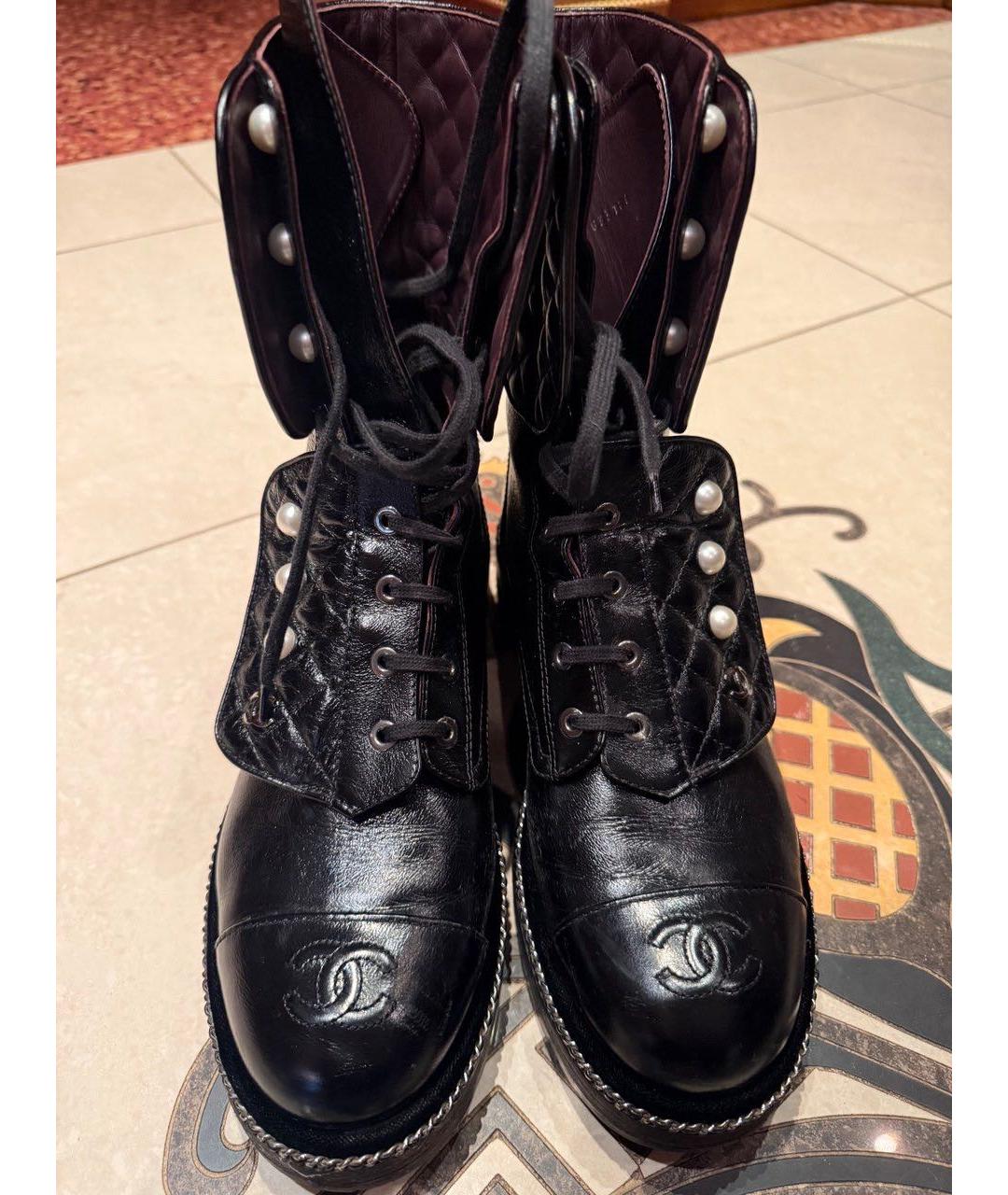 CHANEL Черные кожаные ботинки, фото 2