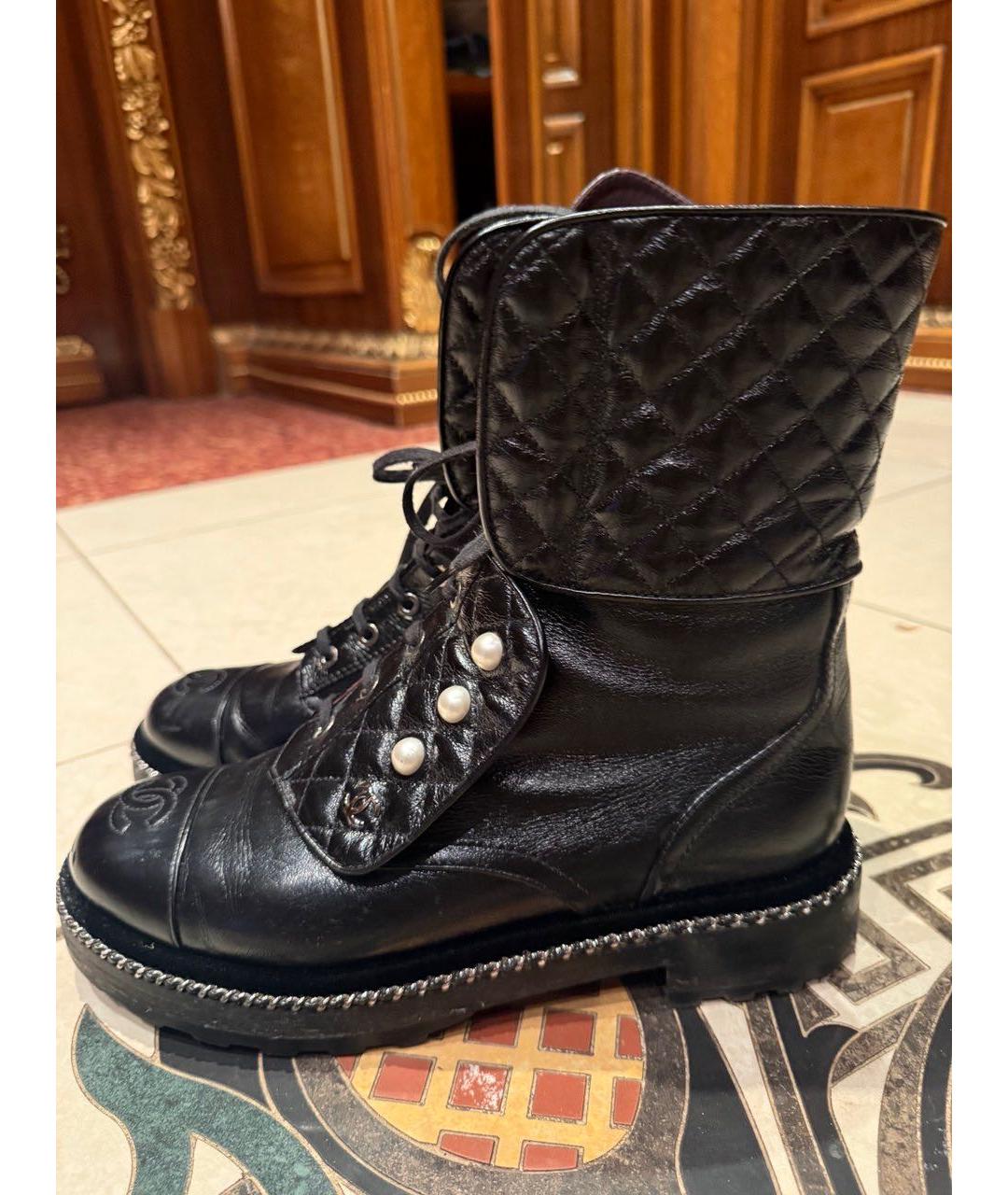 CHANEL Черные кожаные ботинки, фото 5