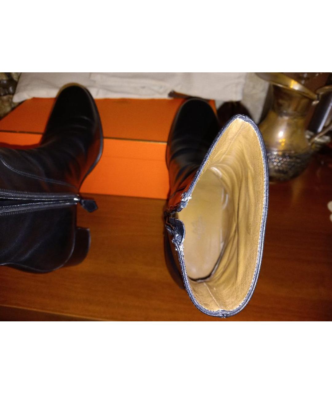 HERMES Черные кожаные полусапоги, фото 5