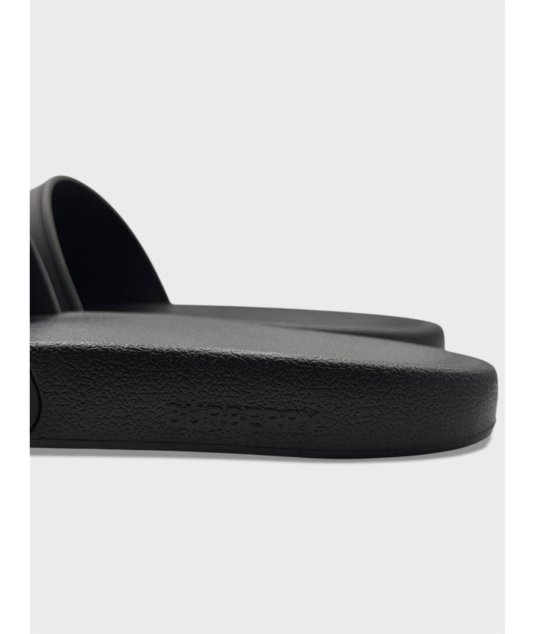 BURBERRY Черные резиновые шлепанцы, фото 4