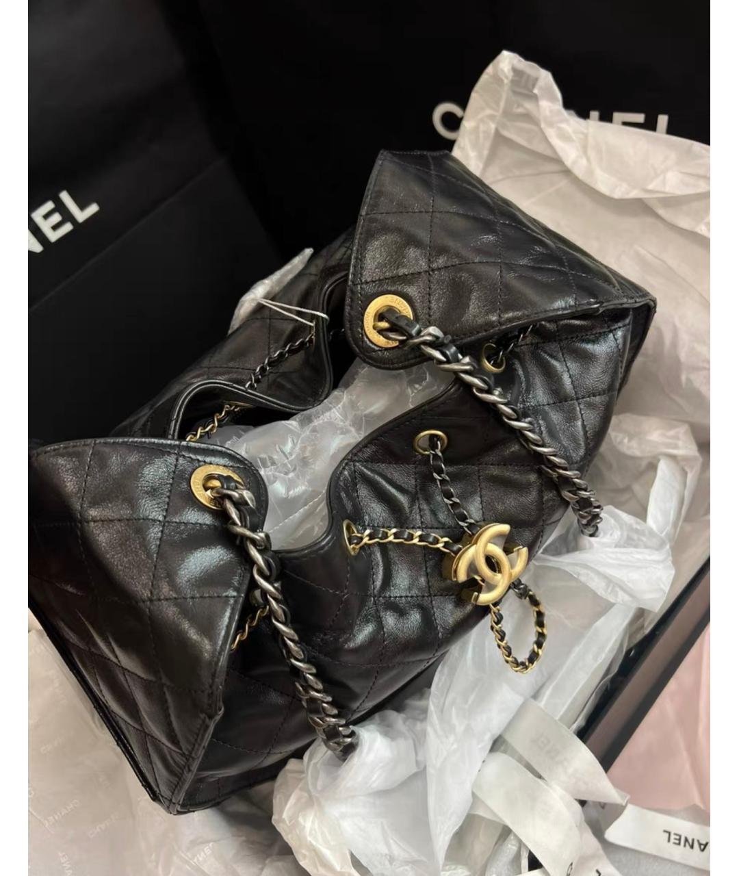 CHANEL Черная кожаная сумка через плечо, фото 8