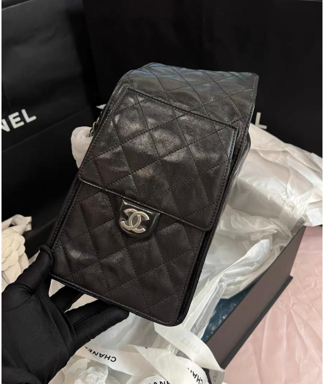 CHANEL Черная кожаная сумка через плечо, фото 6