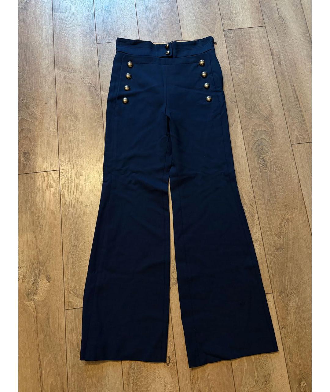 CHLOE Синие шерстяные брюки широкие, фото 4