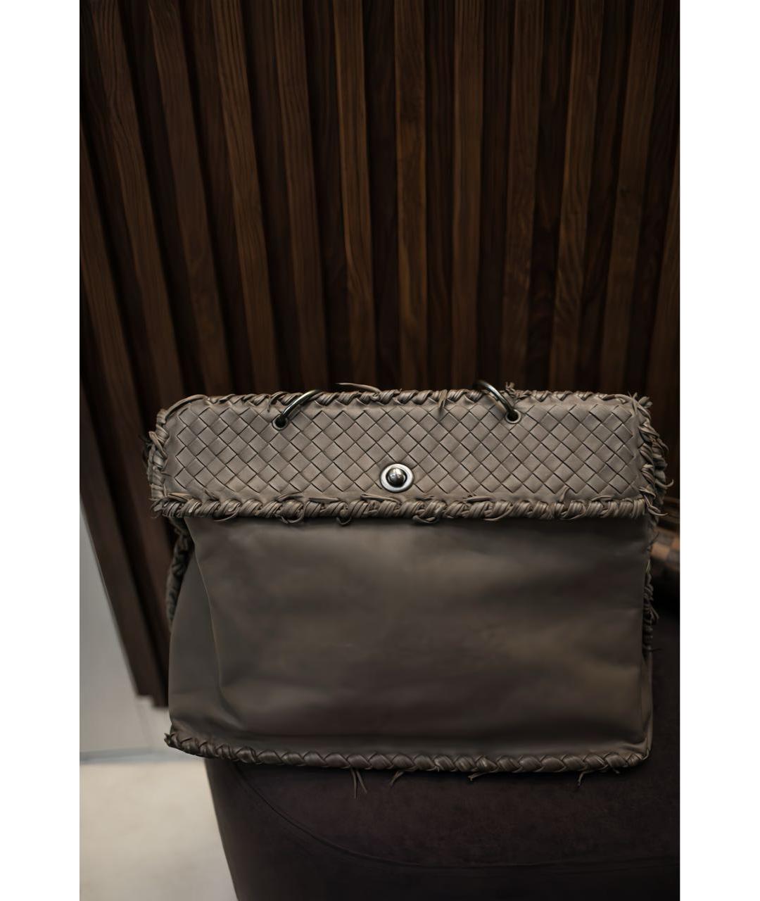 BOTTEGA VENETA Коричневая кожаная сумка тоут, фото 7