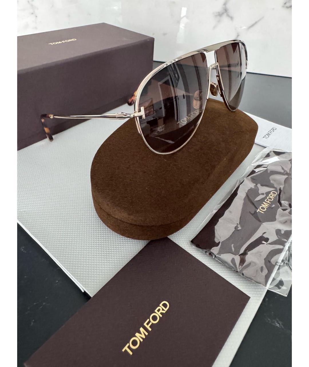 TOM FORD Коричневые металлические солнцезащитные очки, фото 5
