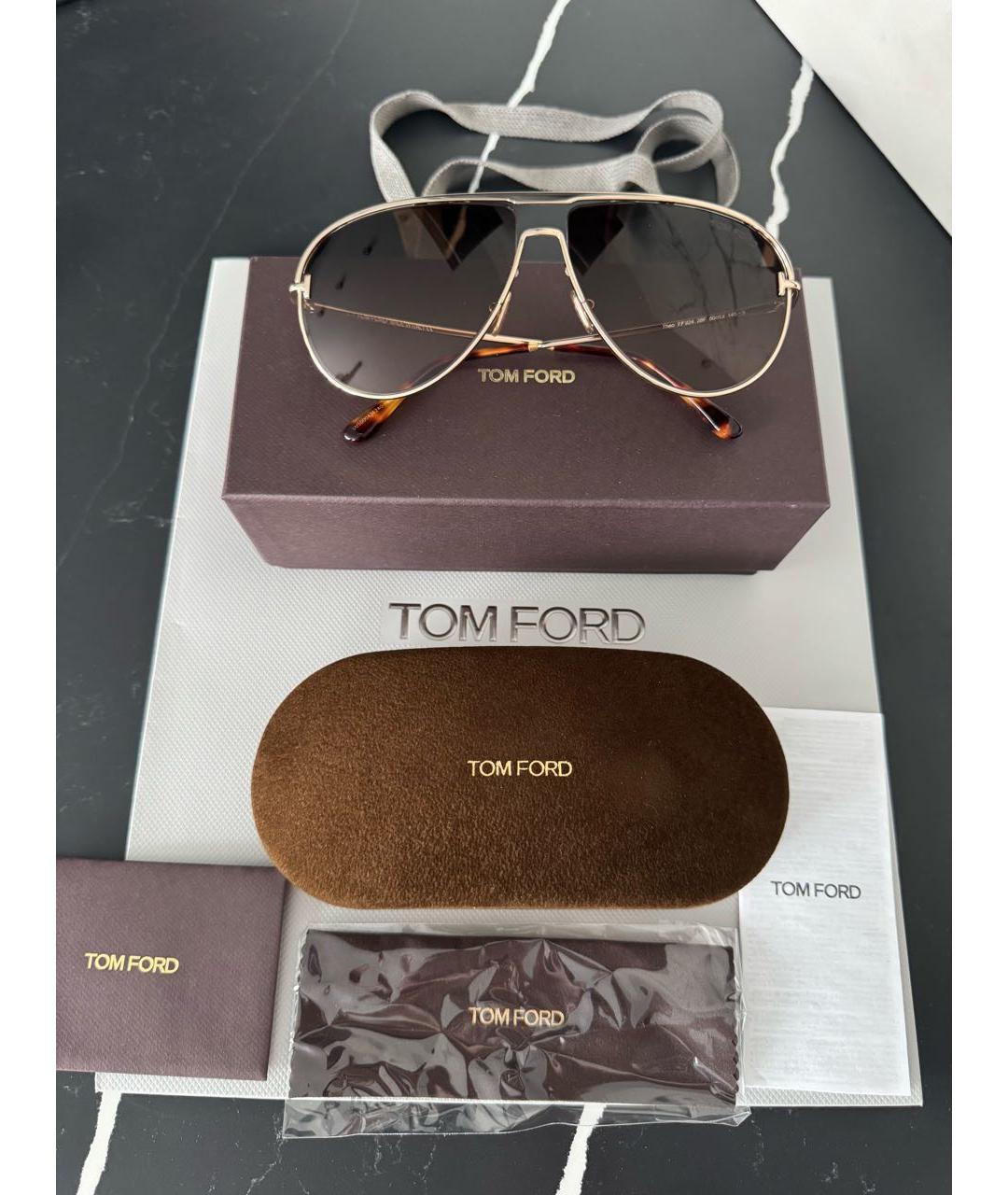 TOM FORD Коричневые металлические солнцезащитные очки, фото 3