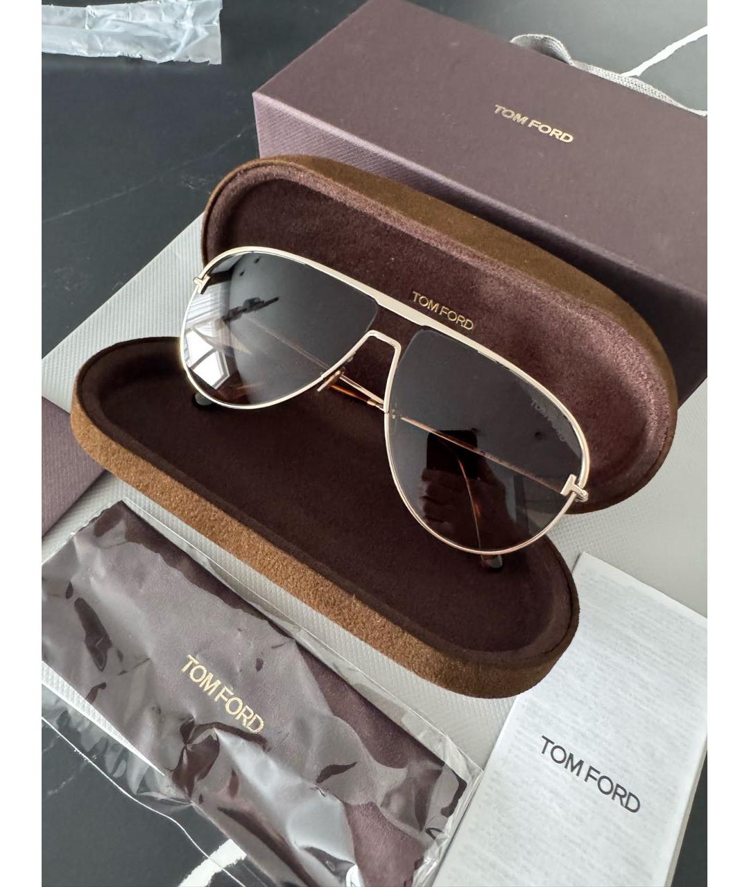 TOM FORD Коричневые металлические солнцезащитные очки, фото 2