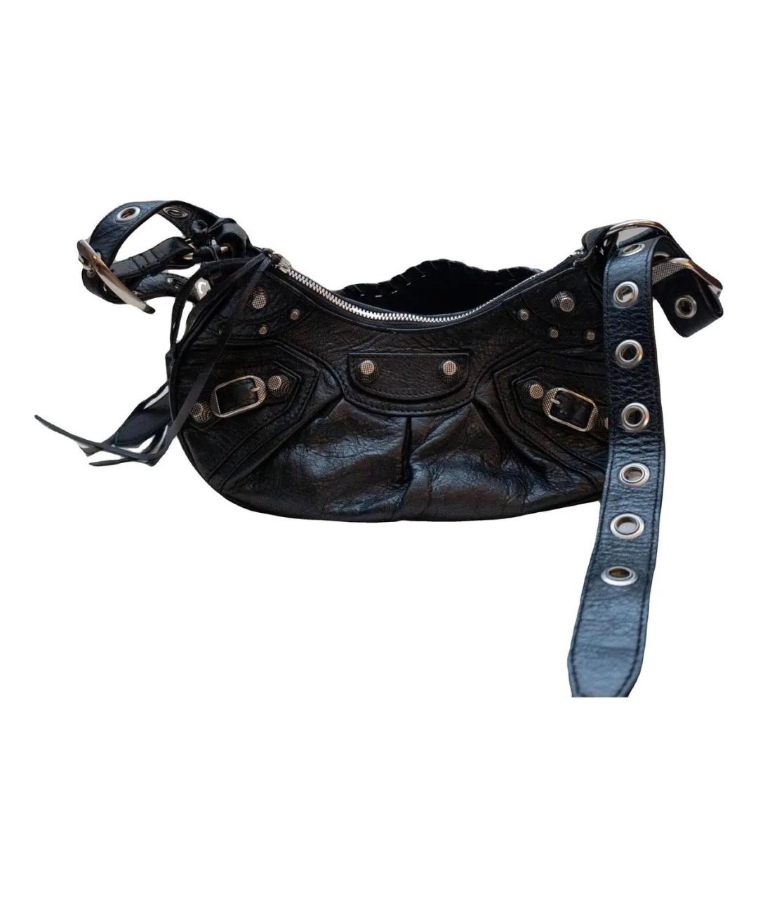 BALENCIAGA Черная кожаная сумка через плечо, фото 5