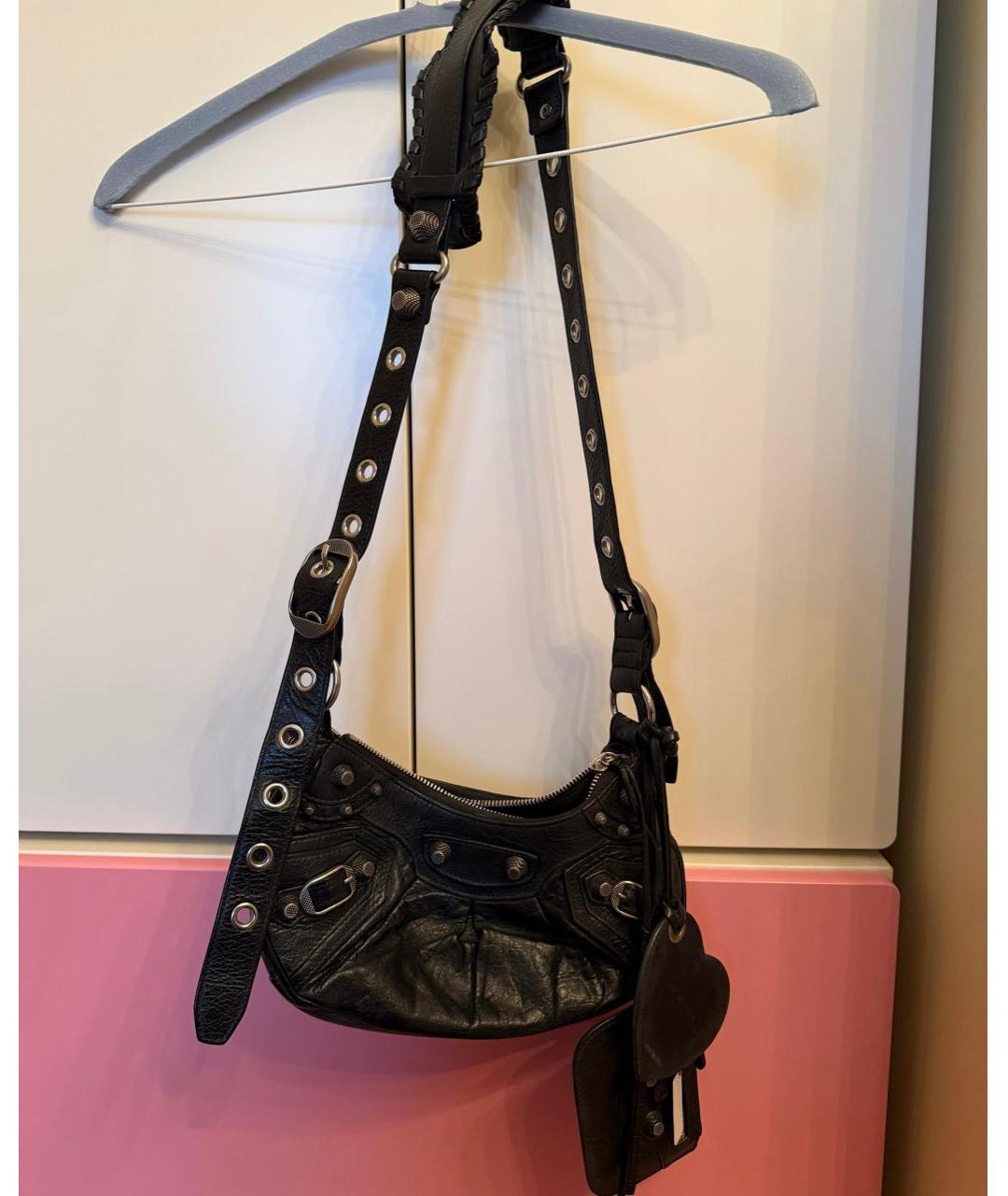BALENCIAGA Черная кожаная сумка через плечо, фото 3