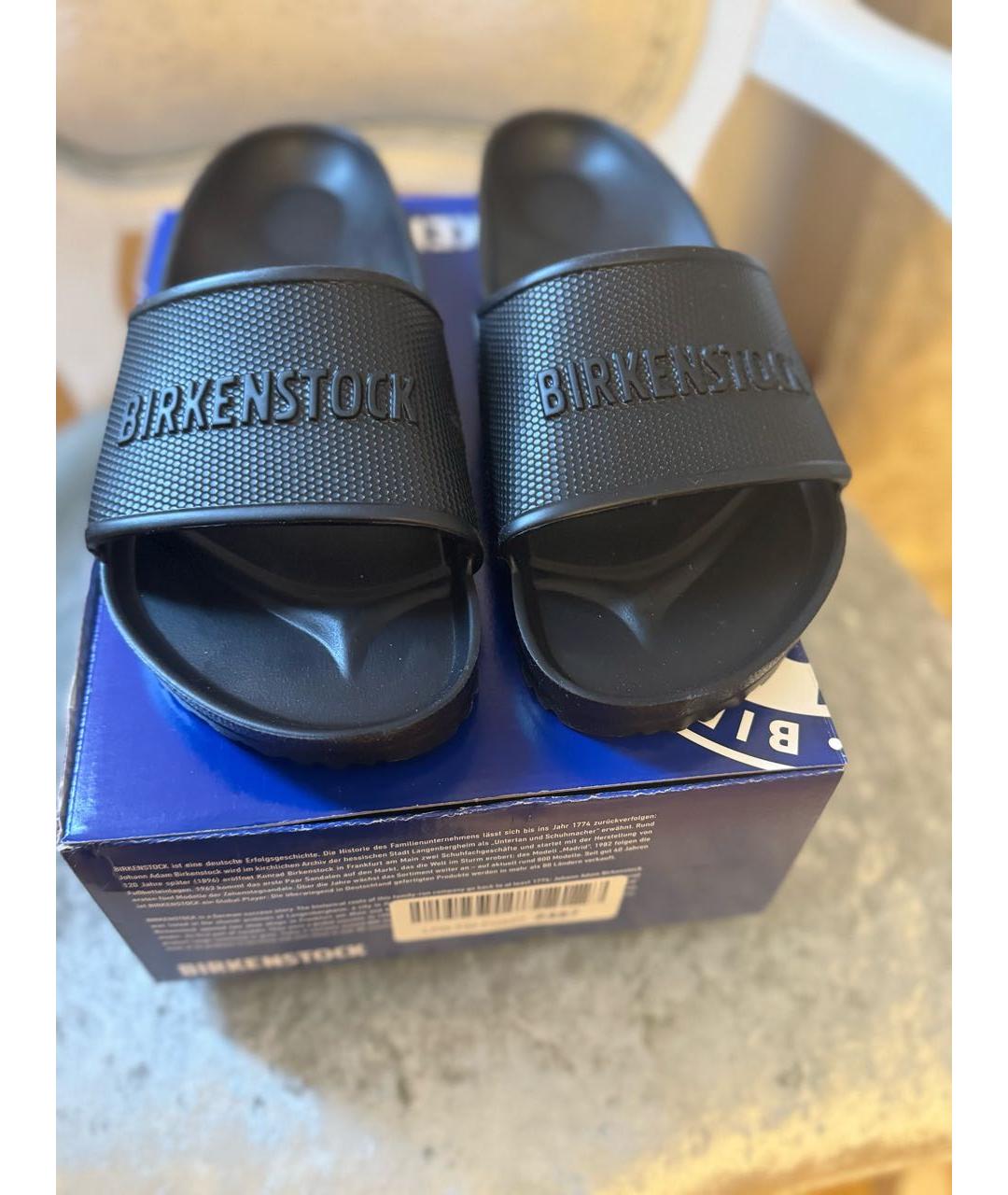 BIRKENSTOCK Черные синтетические шлепанцы, фото 3