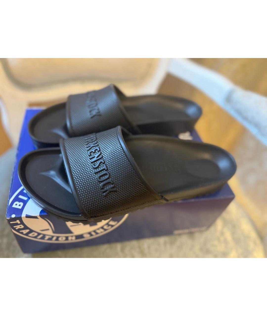 BIRKENSTOCK Черные синтетические шлепанцы, фото 8